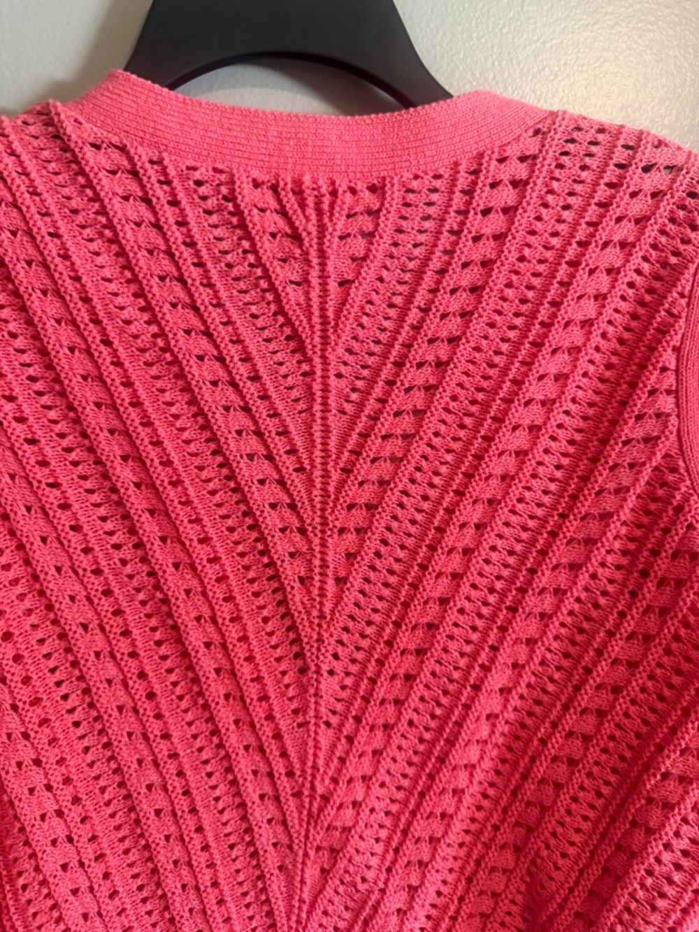 Talbots Coral Openwork Knit Button-Front Cardigan Sweater size medium - Picture 12 of 14